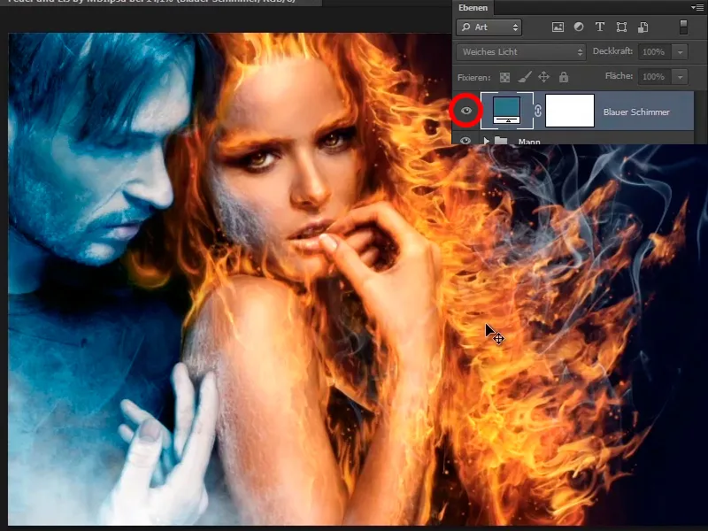 Photoshop composing - Fire and ice - Part 11 - The icy fog and color adjustments