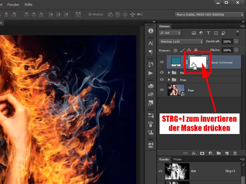 Photoshop composing - Fire and ice - Part 11 - The icy fog and color adjustments