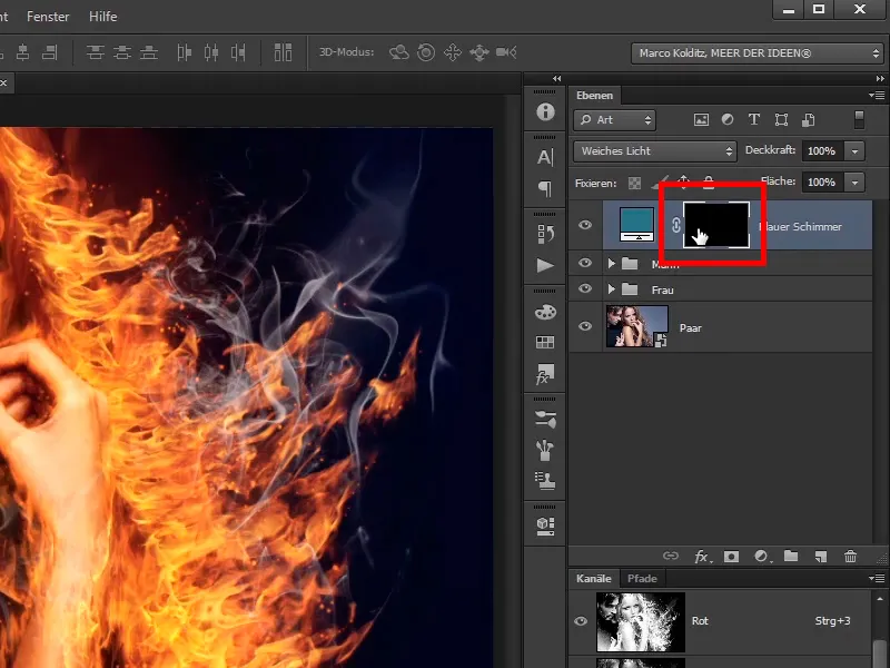 Photoshop composing - Fire and ice - Part 11 - The icy fog and color adjustments