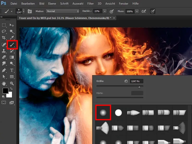 Photoshop composing - Fire and ice - Part 11 - The icy fog and color adjustments