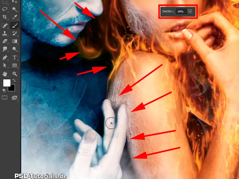 Photoshop composing - Fire and ice - Part 11 - The icy fog and color adjustments
