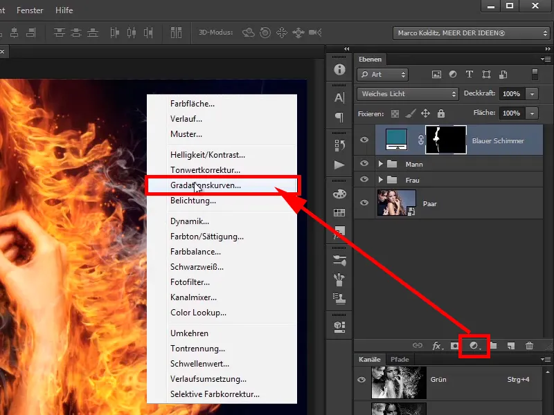 Photoshop composing - Fire and ice - Part 11 - The icy fog and color adjustments