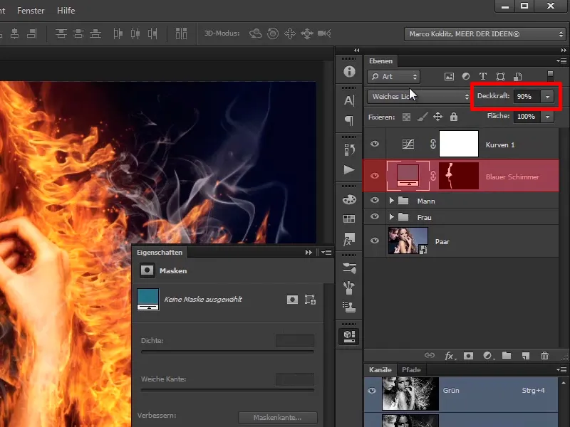 Photoshop composing - Fire and ice - Part 11 - The icy fog and color adjustments