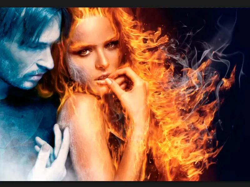 Photoshop composing - Fire and ice - Part 11 - The icy fog and color adjustments