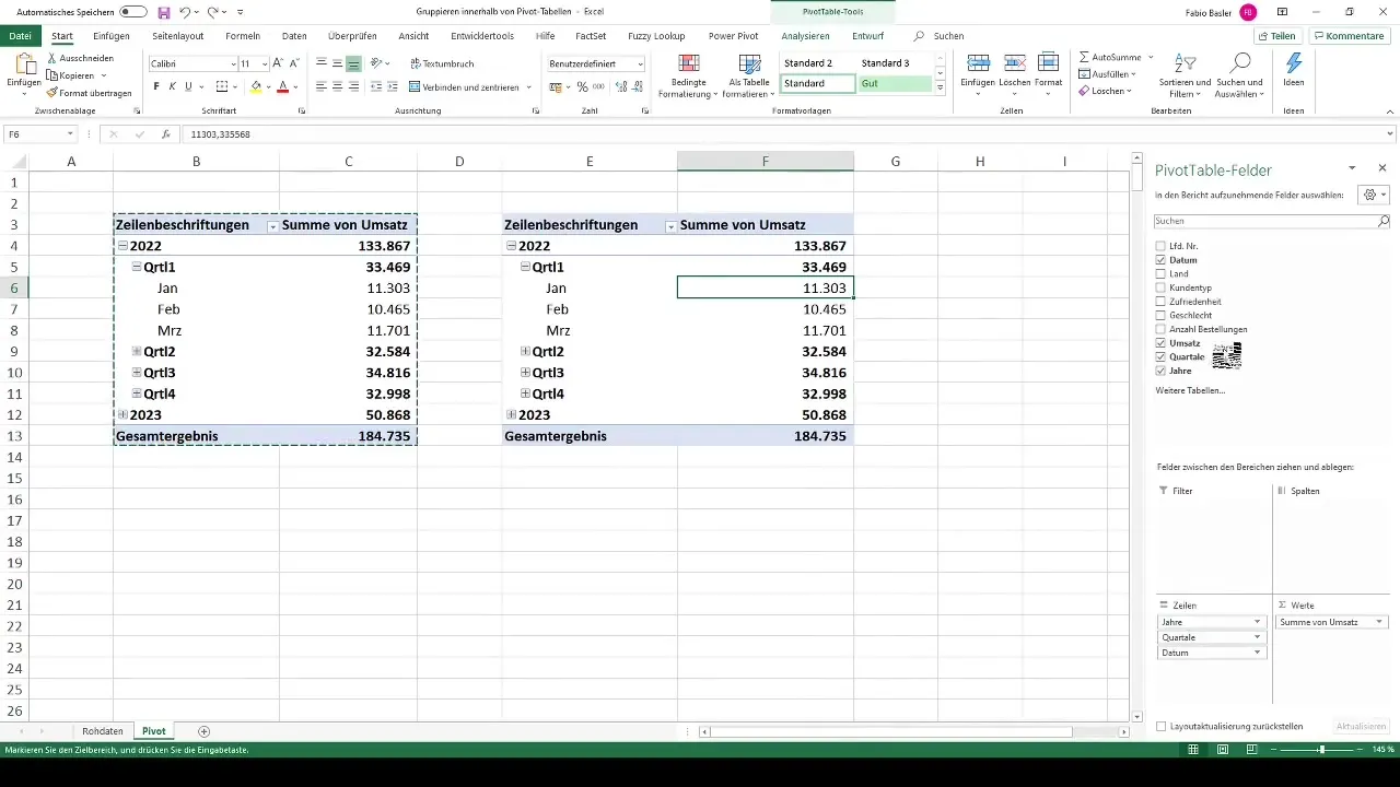 Utilizzare efficacemente le tabelle pivot - Personalizzare raggruppamenti in modo individuale