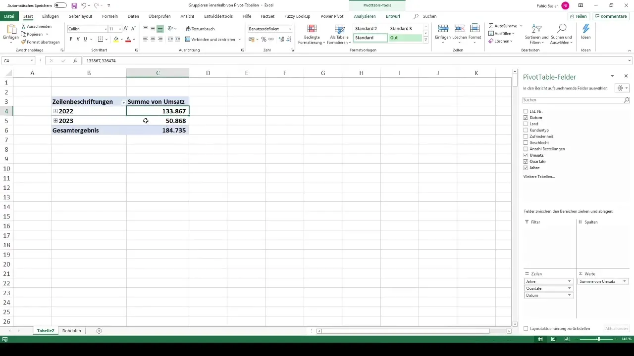 Utilizzare efficacemente le tabelle pivot - personalizzare la raggruppamento in modo individuale