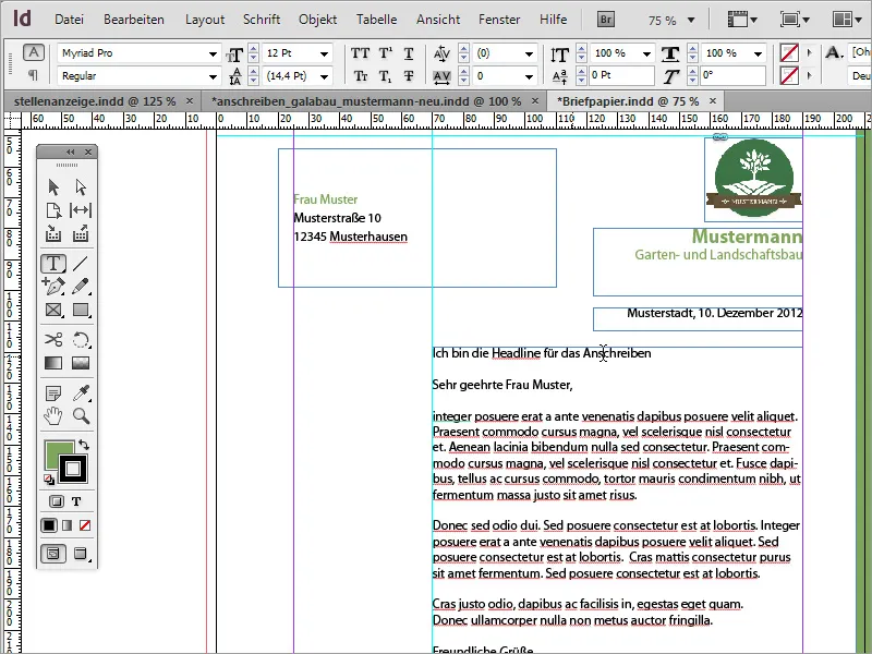 Briefpapier klassisch/modern und verspielt in Adobe InDesign gestalten