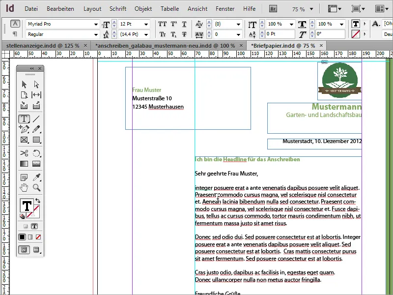 Briefpapier klassisch/modern und verspielt in Adobe InDesign gestalten