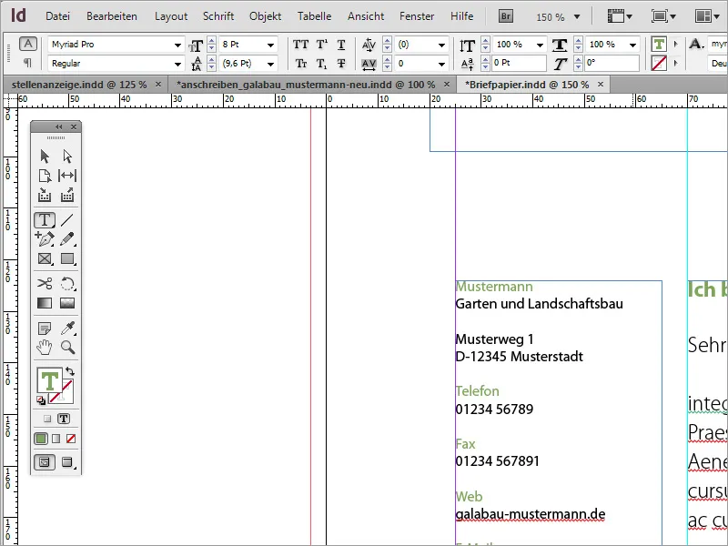 Merancang kertas surat klasik/modern dan bermain-main di Adobe InDesign