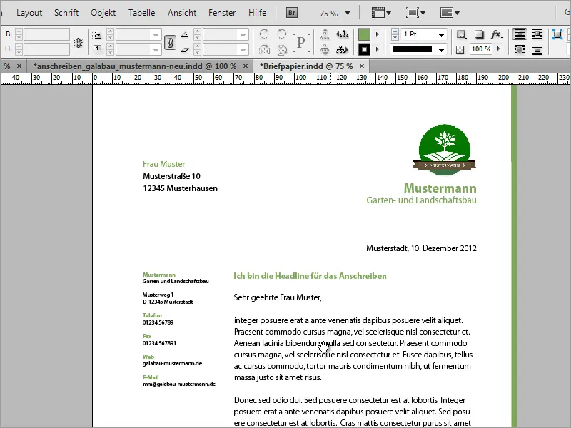 Merancang kertas surat klasik/modern dan bermain-main di Adobe InDesign