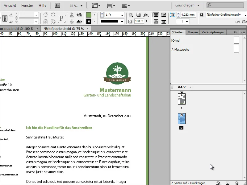 Merancang kertas surat klasik/modern dan bermain-main di Adobe InDesign.