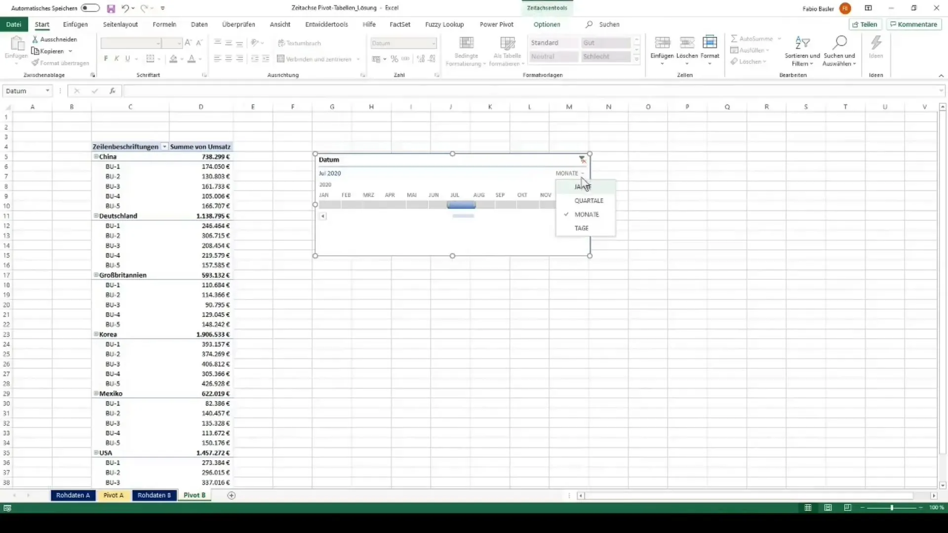 Folosiți tabele pivot în Excel eficient