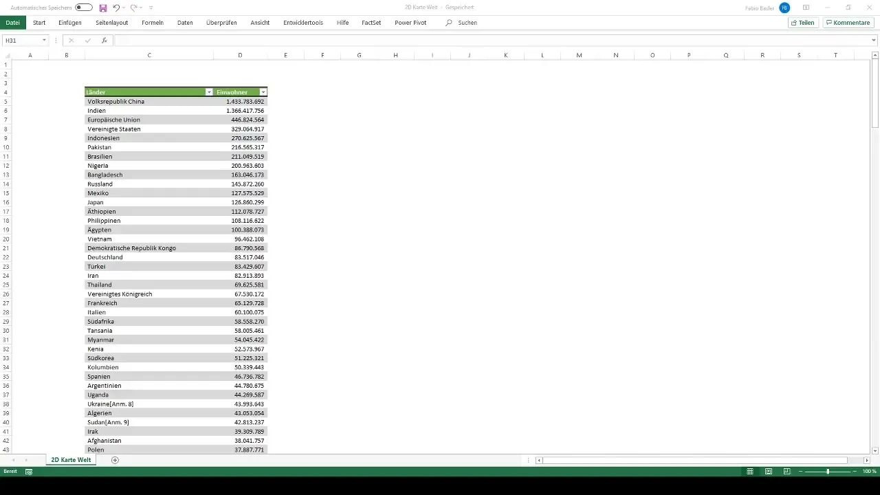 Membuat diagram kartu 2D di Excel - memvisualisasikan jumlah penduduk di seluruh dunia Membuat diagram kartu 2D di Excel - visualisasikan jumlah penduduk di seluruh dunia