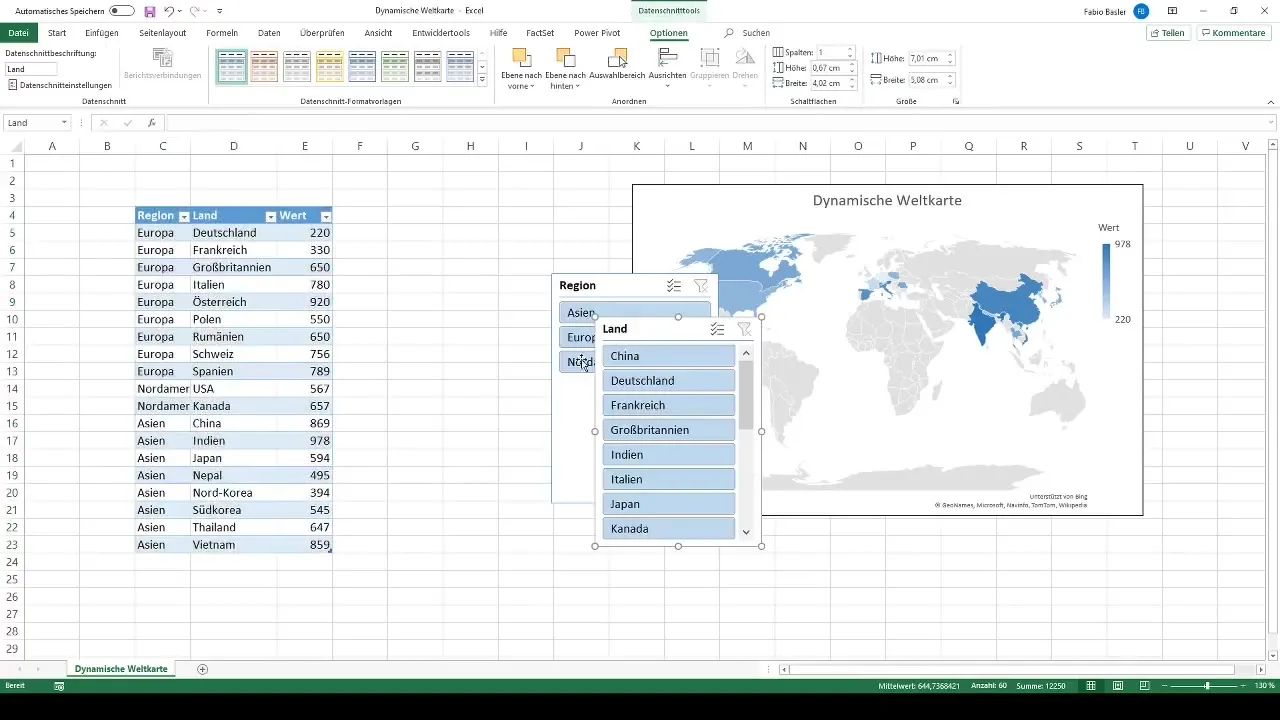 Dynamische Weltkarte in Excel erstellen
