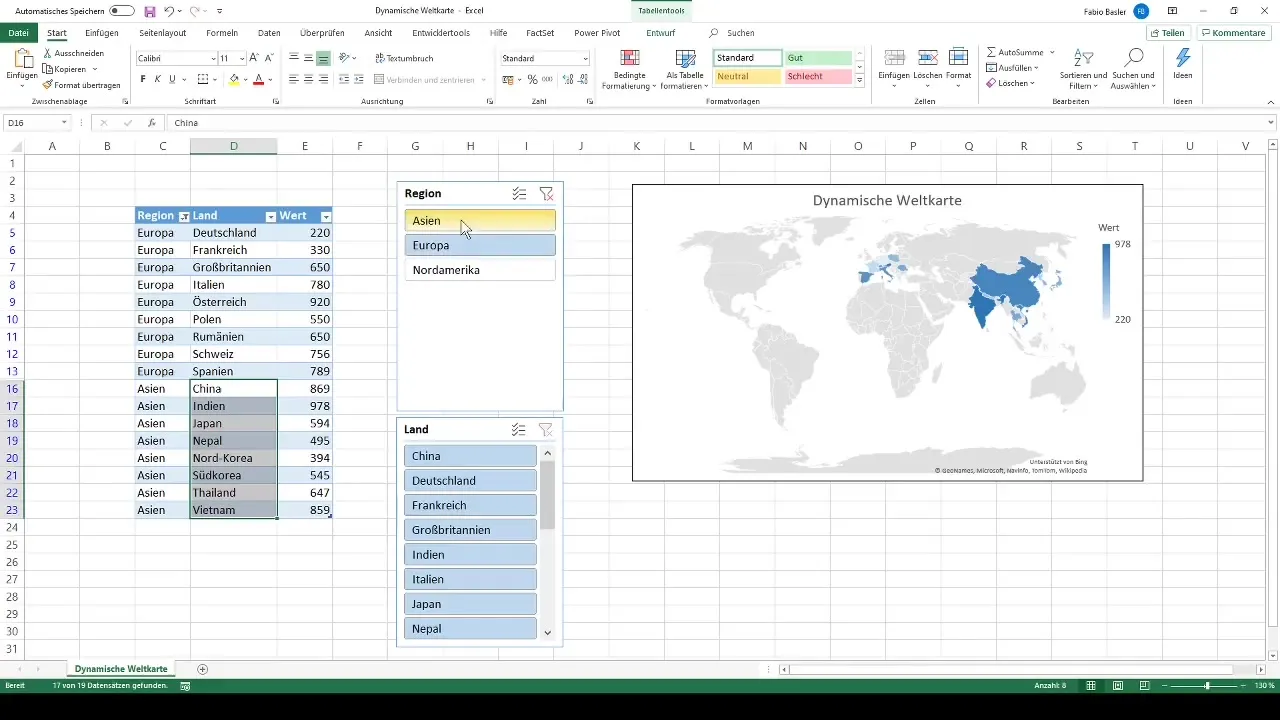 Dynamische Weltkarte in Excel erstellen