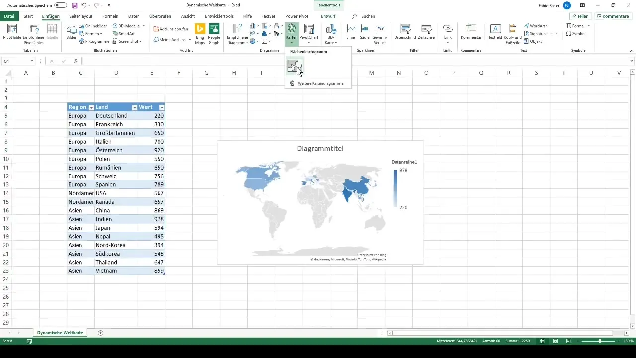 Dynamische Weltkarte in Excel erstellen