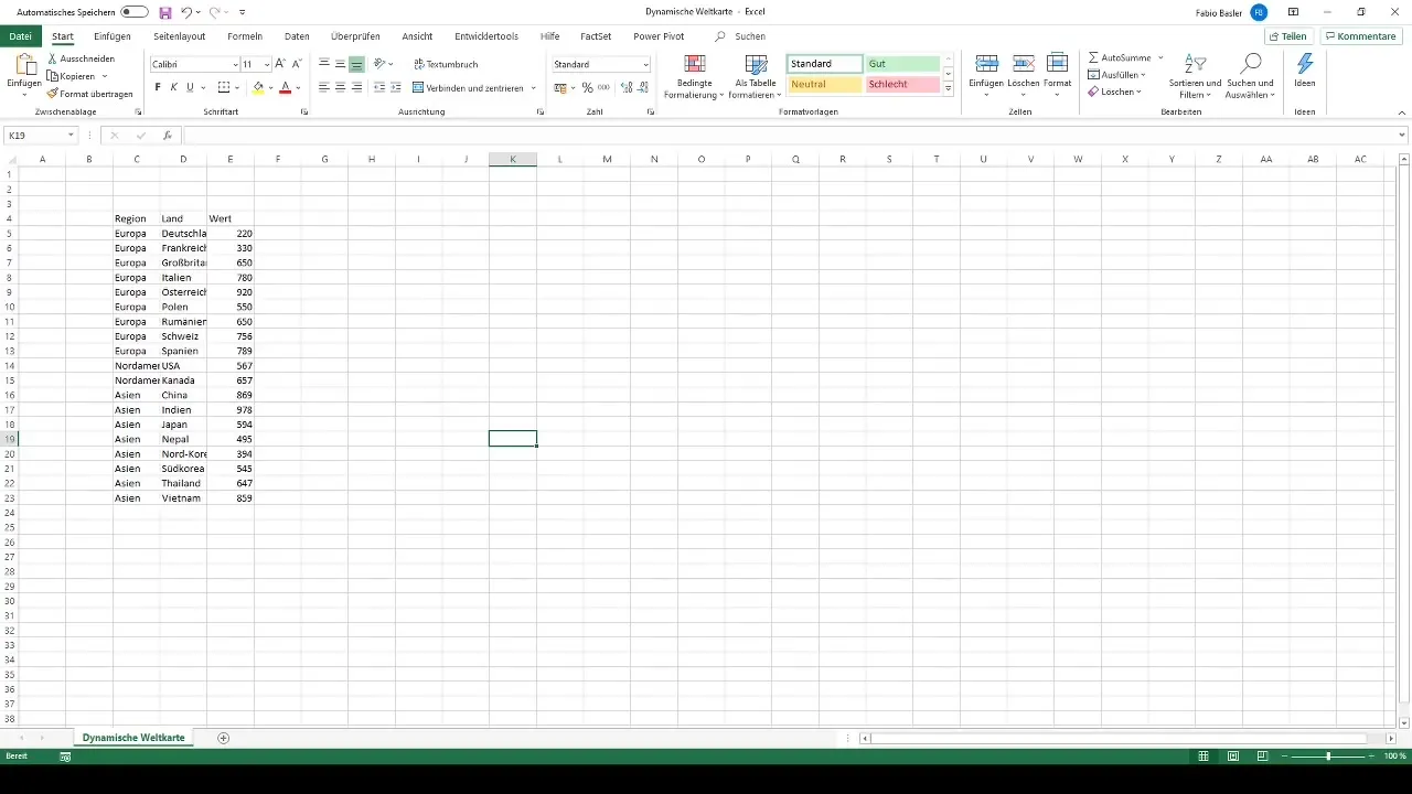 Dynamische Weltkarte in Excel erstellen