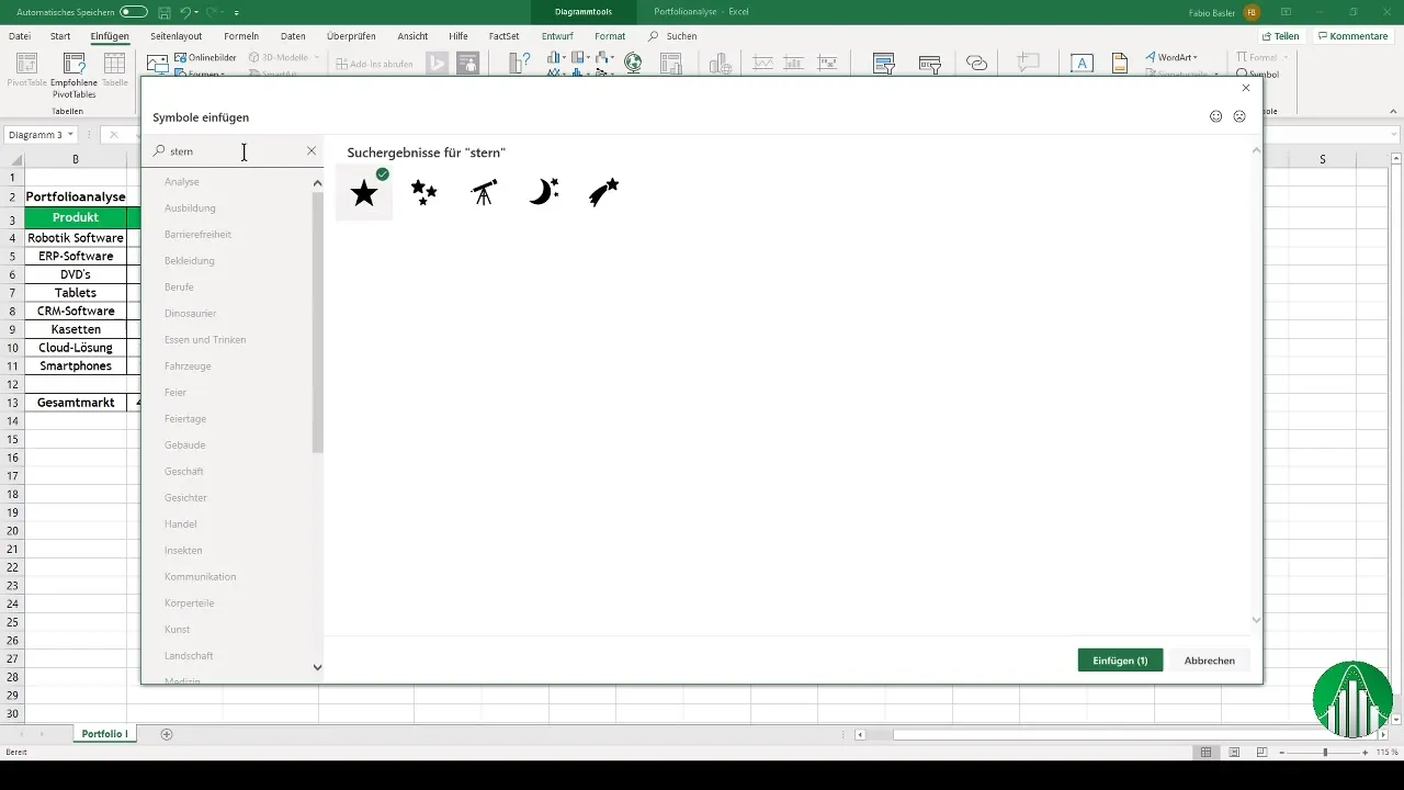 Diagrama de bare în Excel pentru matricea BCG