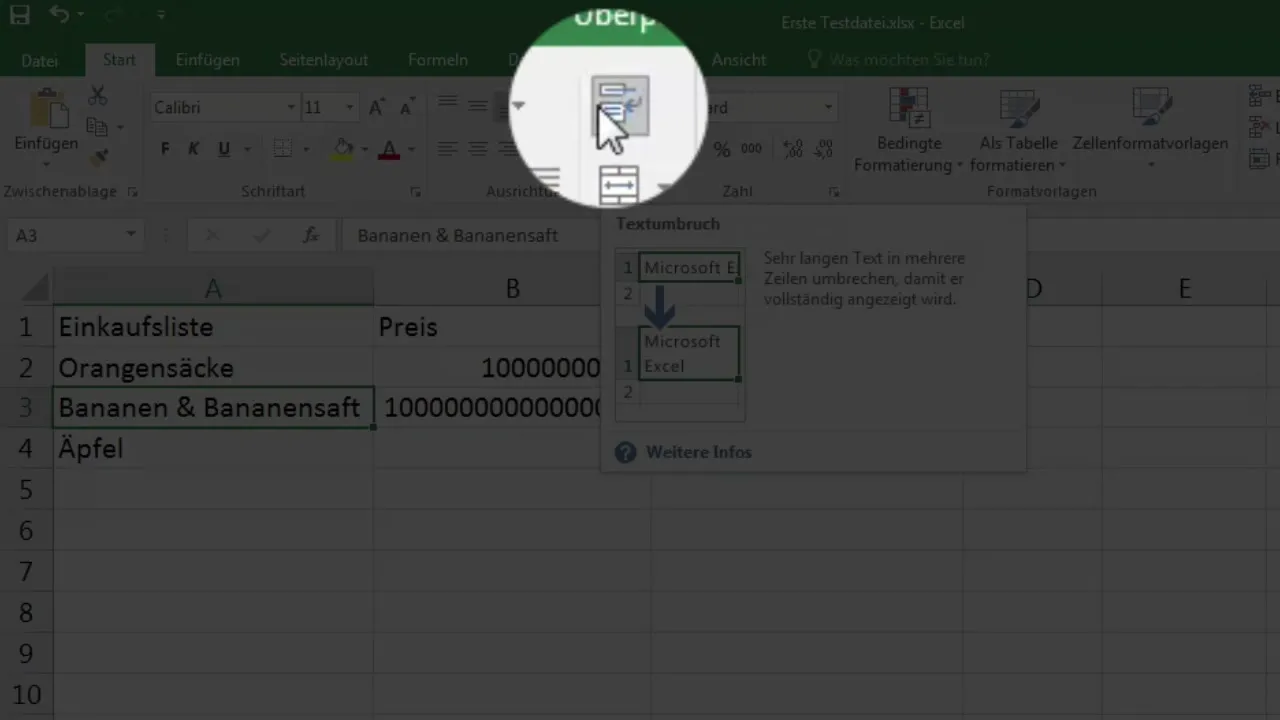 Zellen anpassen und verbinden in Excel
