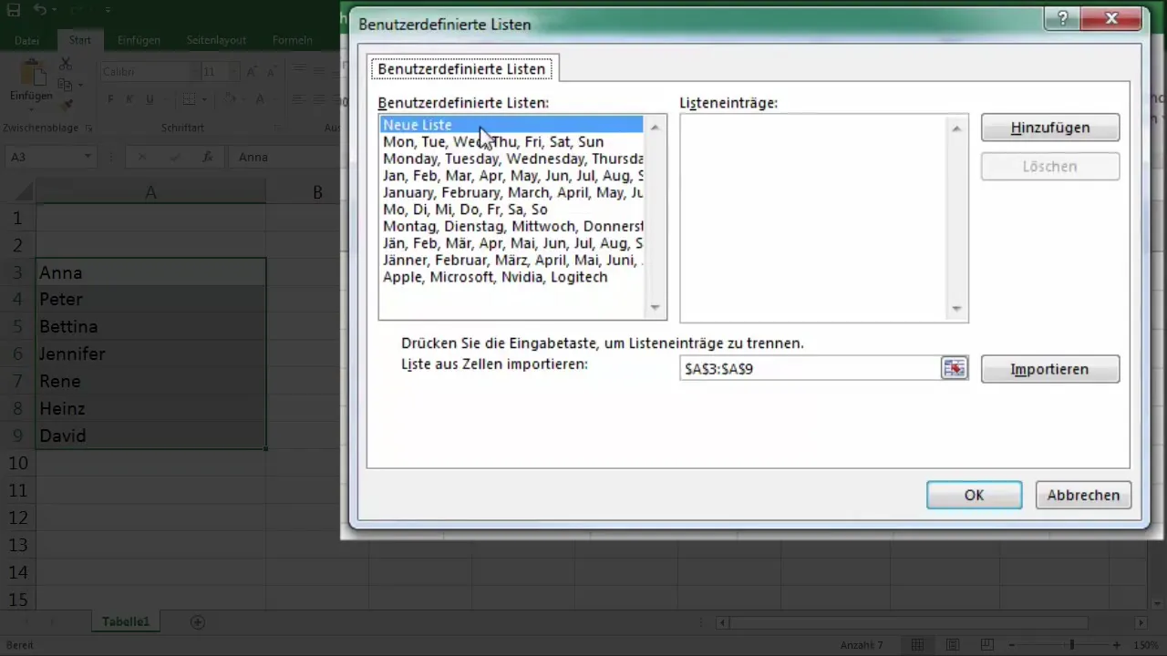 Crear listas personalizadas para Excel fácilmente