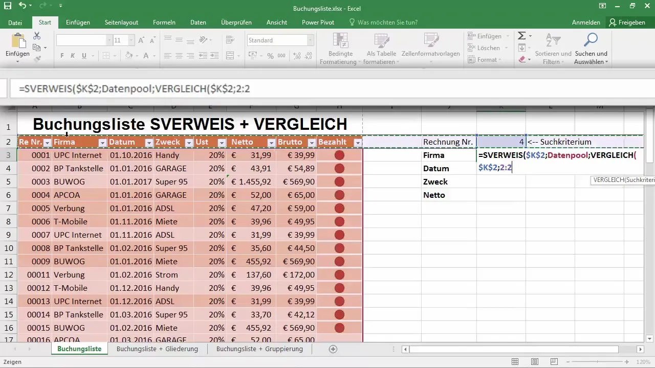 Ricerca SVERWEIS dinamica con CONFRONTA in Excel