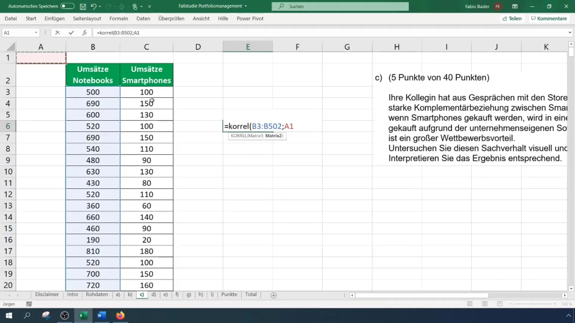 Datenanalyse mit Excel für Fallstudien