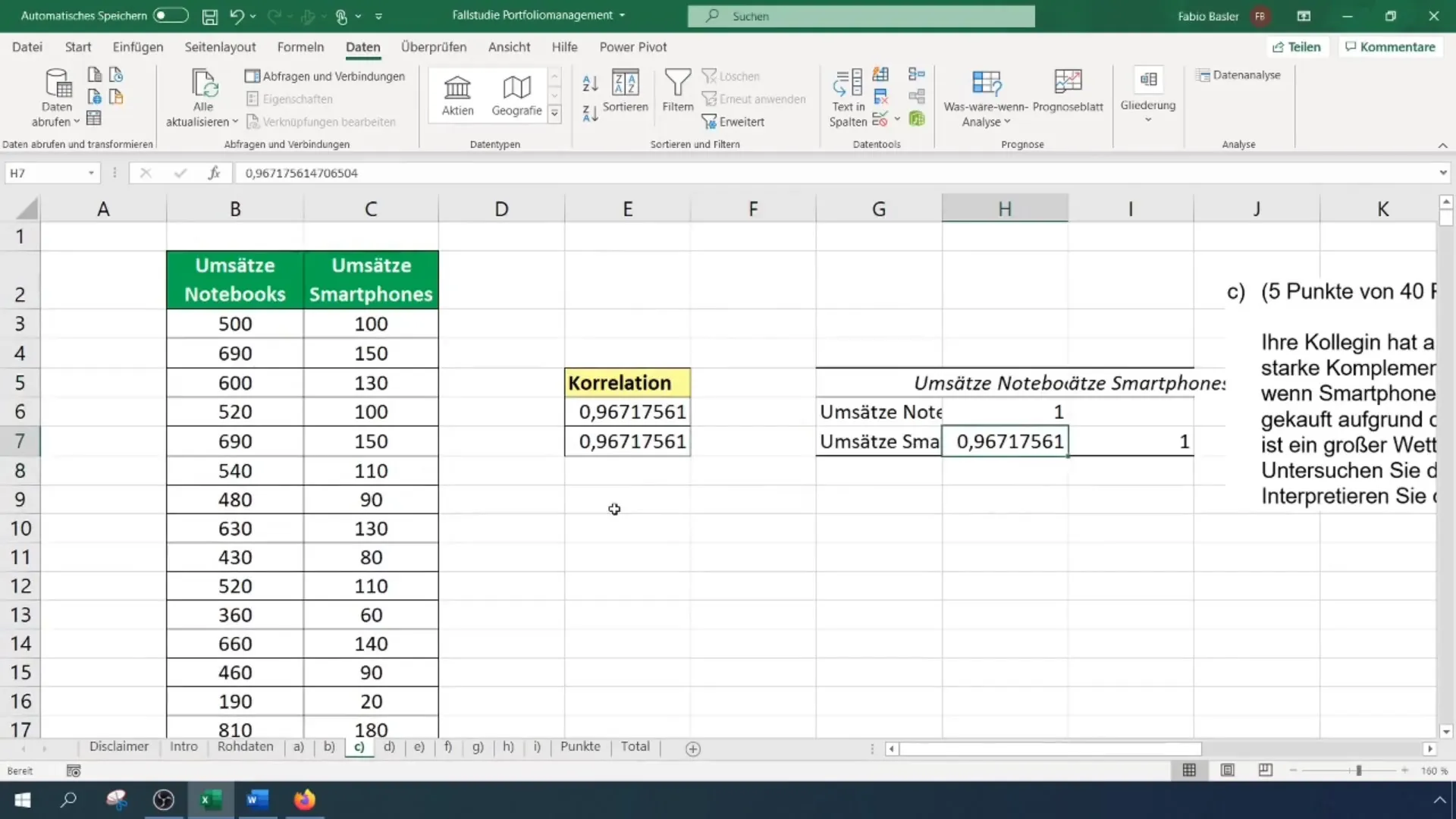 Datenanalyse mit Excel für Fallstudien