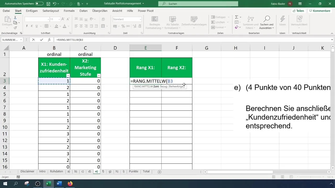Analisis korelasi peringkat dengan Excel untuk kepuasan pelanggan