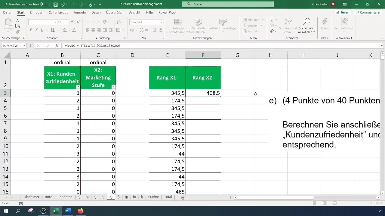 Analisis korelasi peringkat dengan Excel untuk kepuasan pelanggan