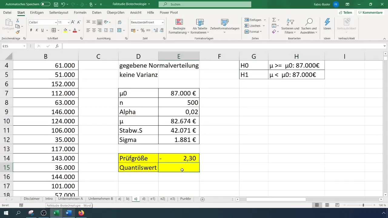 Prueba de SP para el valor esperado en Excel