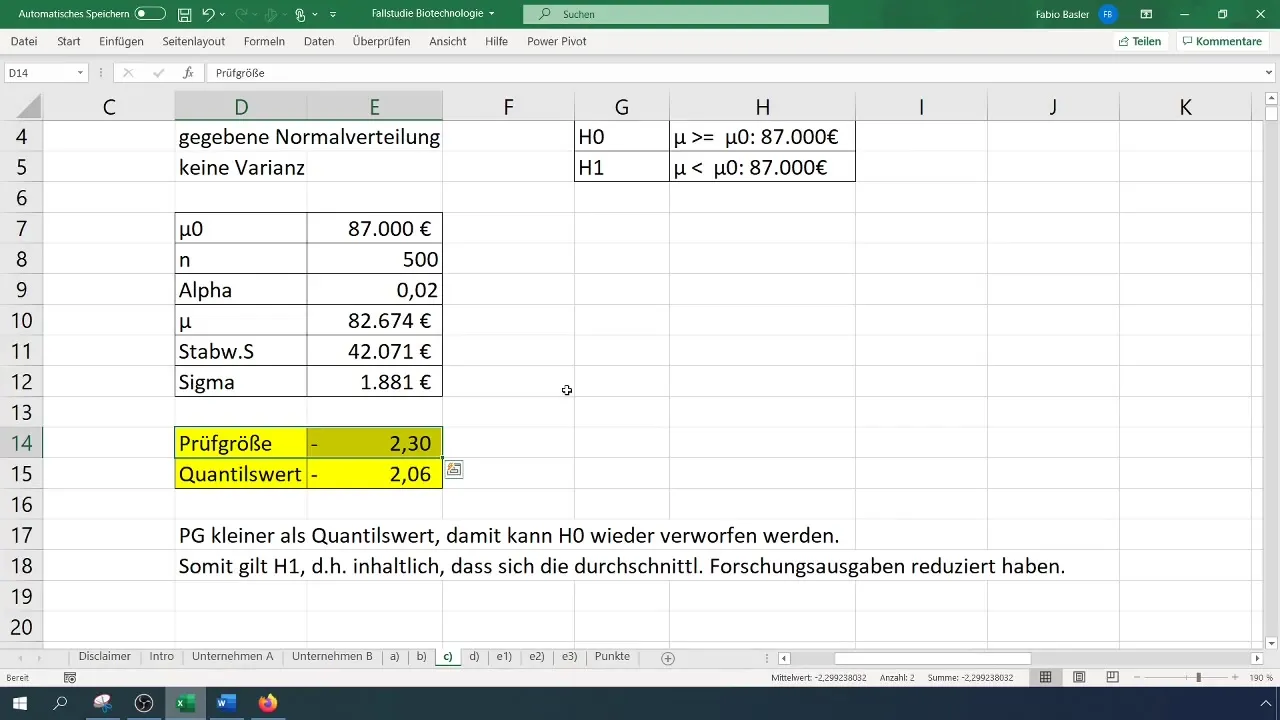 Prueba de SP para la esperanza matemática en Excel
