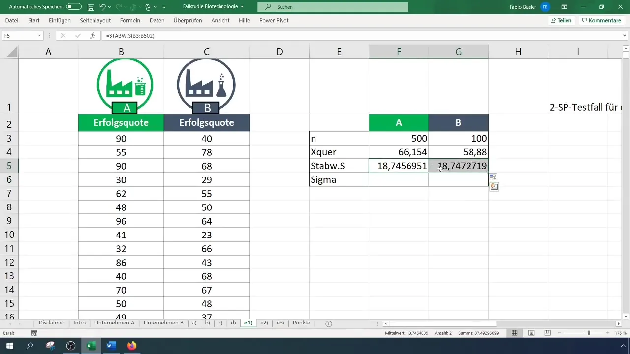 Confronto statistico con Excel: Test t a due campioni