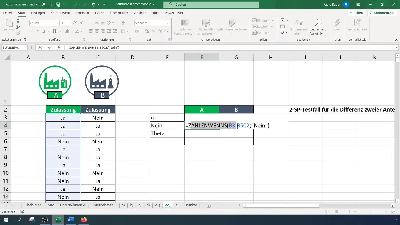 Realizar prueba de dos colas para valores proporcionales en Excel