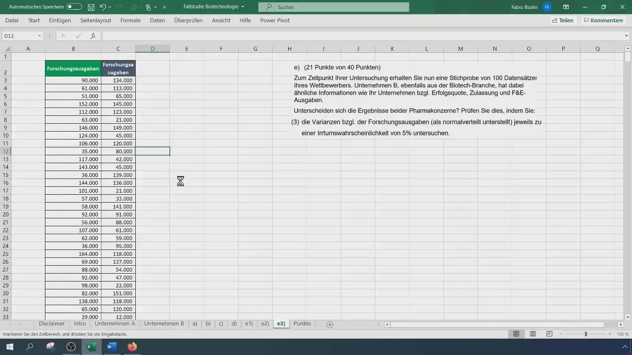 Zweistichproben-F-Test in Excel für Variablenvergleich