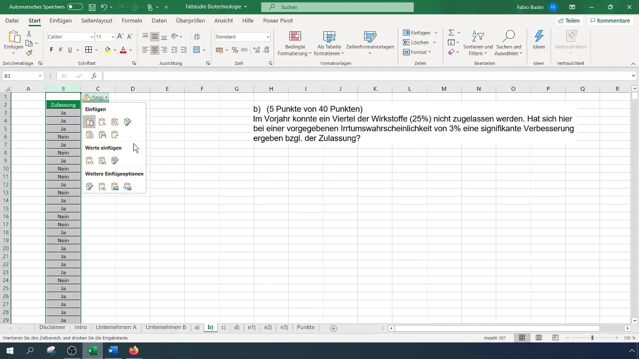 Veiciet 1-SP testu proporcionālajai vērtībai programmā Excel