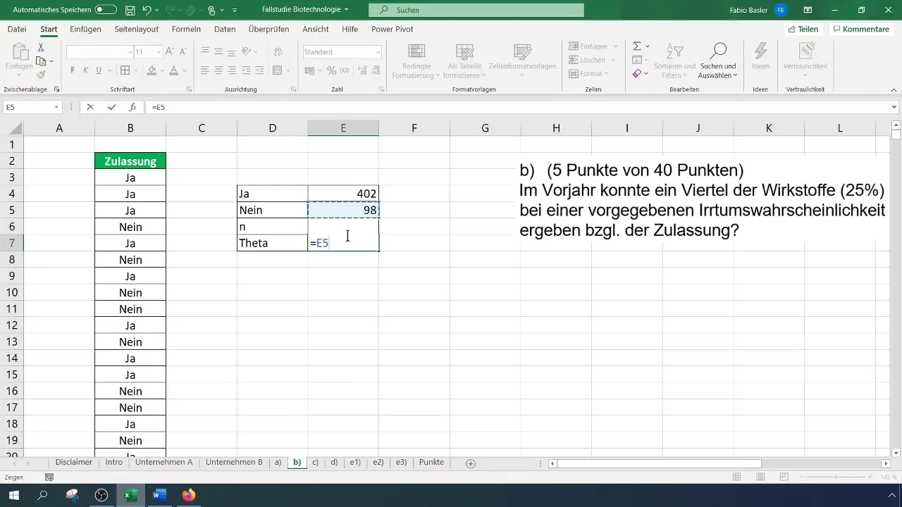 Veiciet 1-SP testu proporcionālajai vērtībai programmā Excel