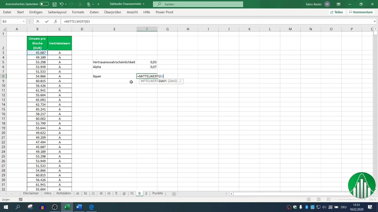 Divpusējā ticamības intervāla aprēķināšana programmā Excel