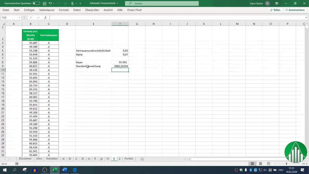 Divpusējā ticamības intervāla aprēķināšana programmā Excel