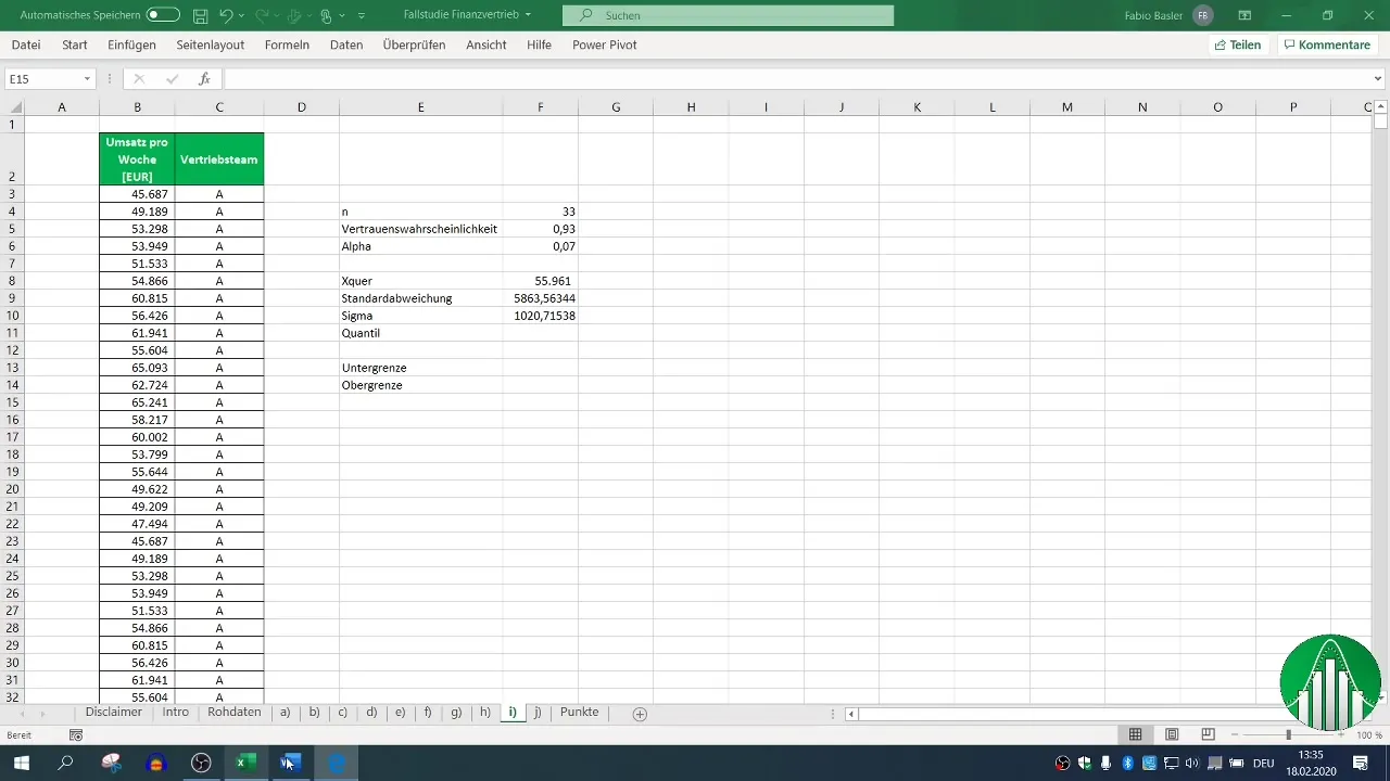 Divpusējā ticamības intervāla aprēķināšana programmā Excel