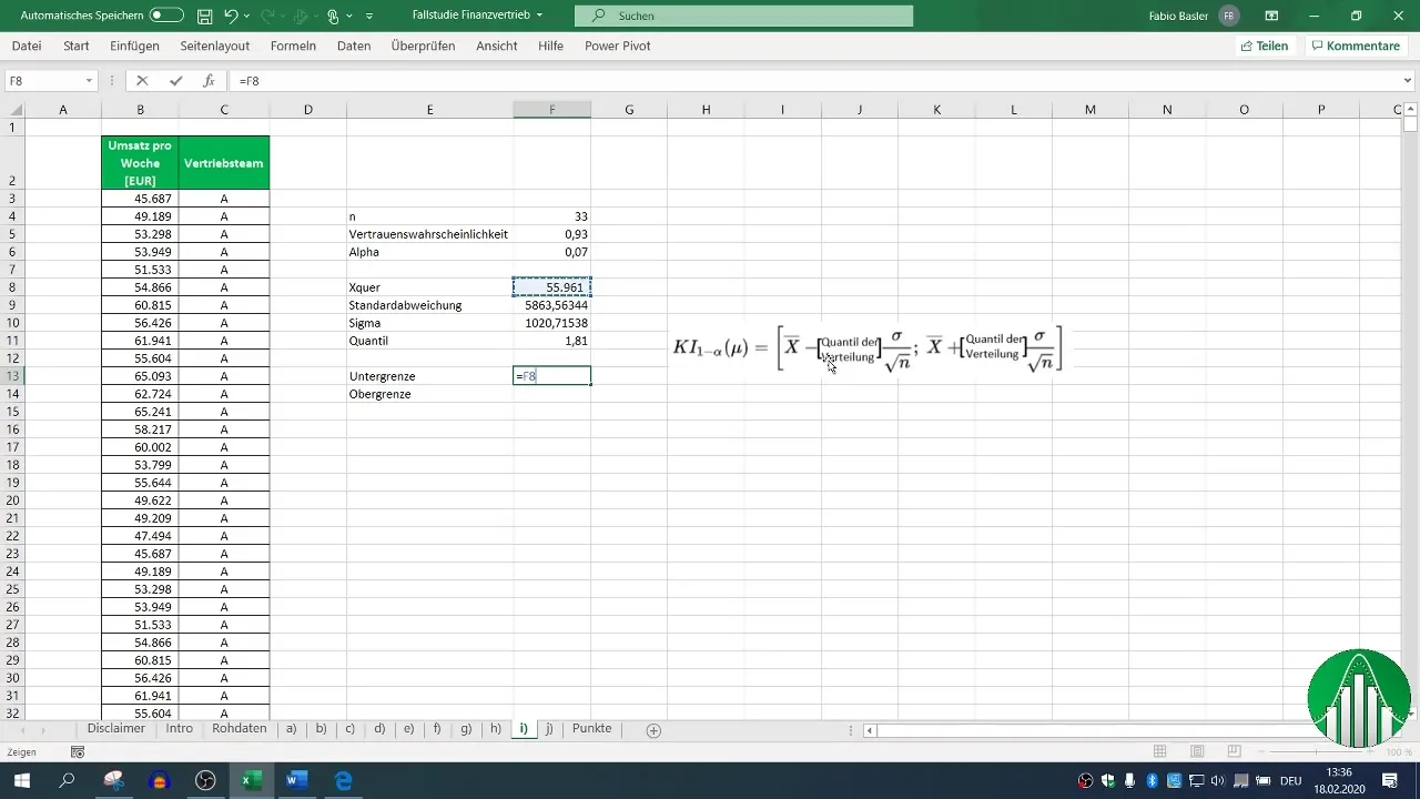 Divpusējā ticamības intervāla aprēķināšana programmā Excel