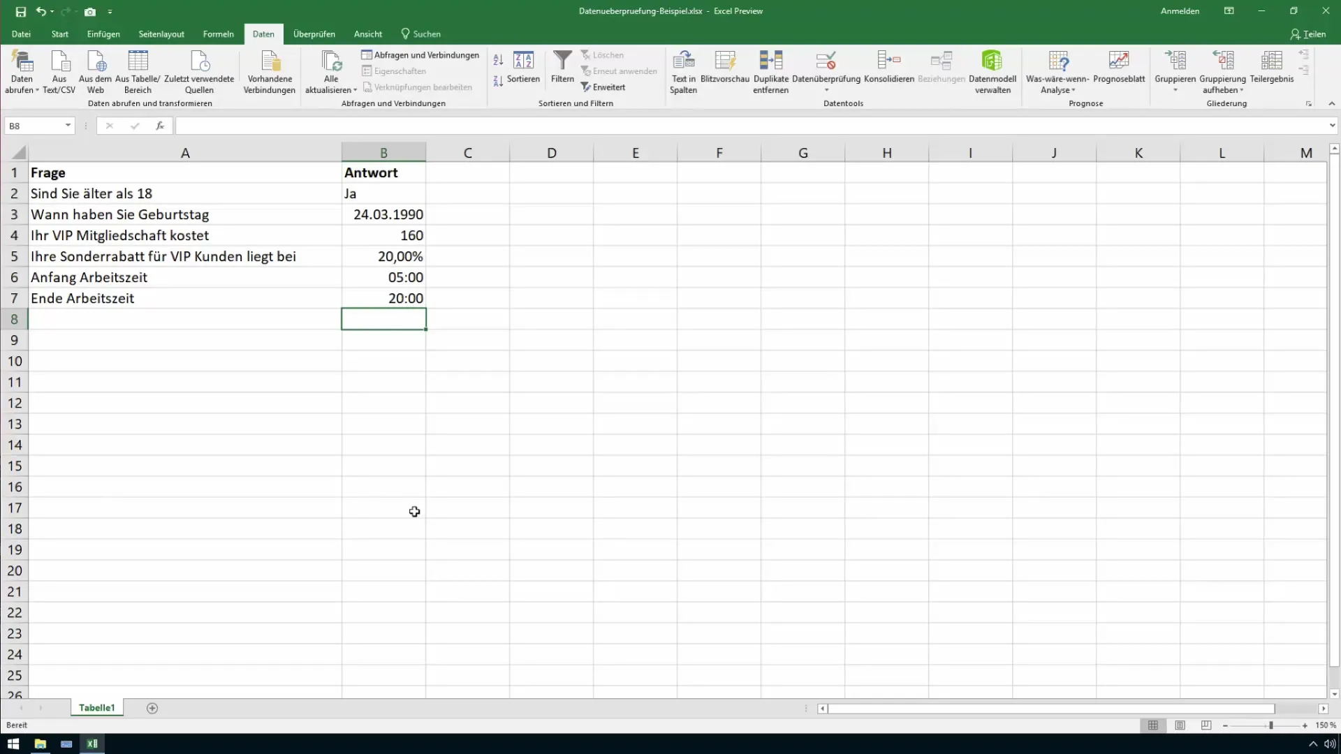 Validación de datos de Excel para celdas