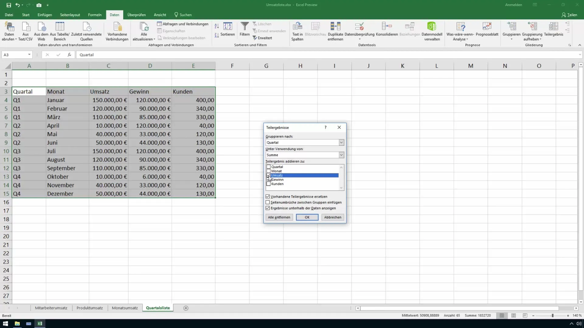 Totales intermedios automáticos en Excel para control y ventas