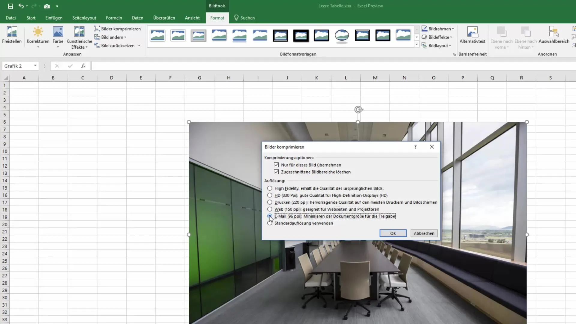 Comprimir imágenes en Excel para reducir el consumo de memoria