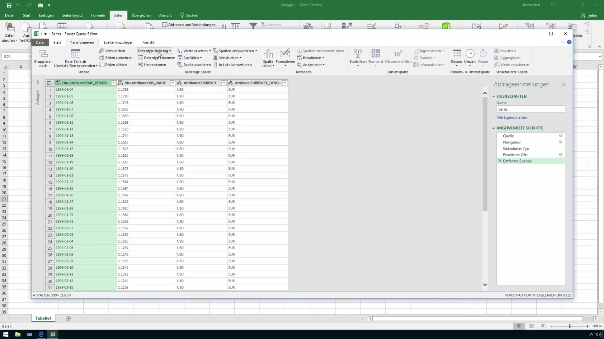 Importar tipos de cambio en Excel