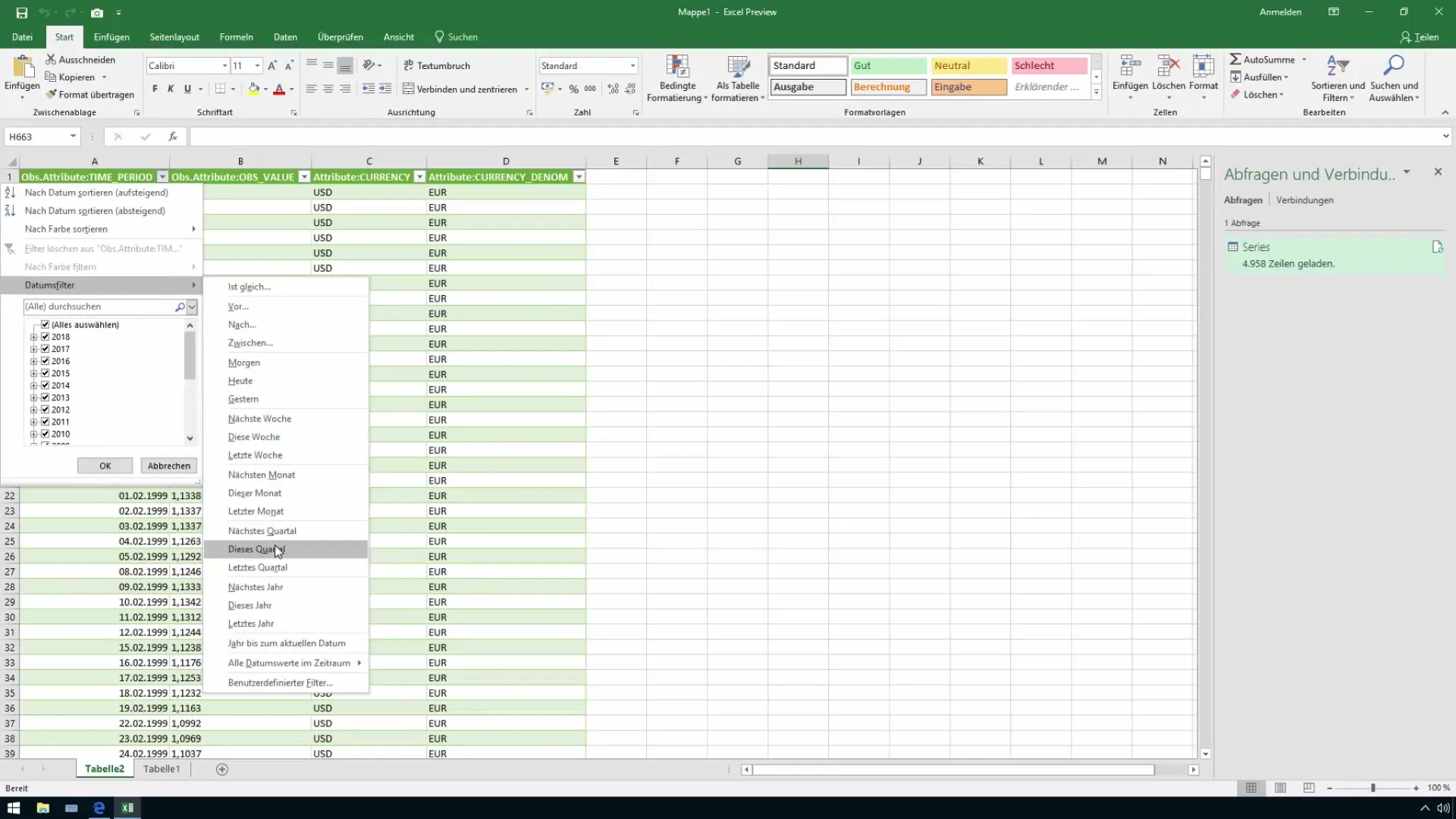 Importar tipos de cambio en Excel