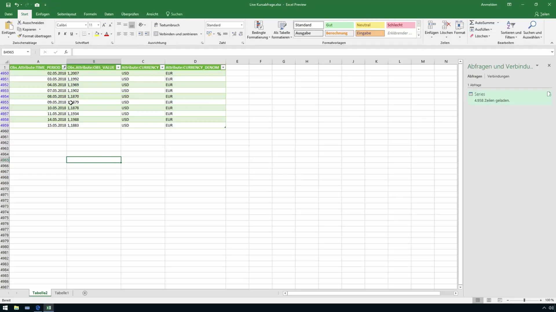 Importar tipos de cambio en Excel
