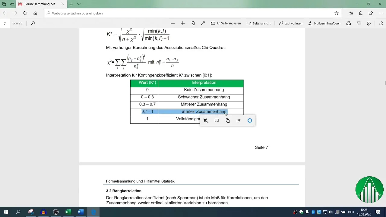 Calcular el coeficiente de contingencia K* en Excel