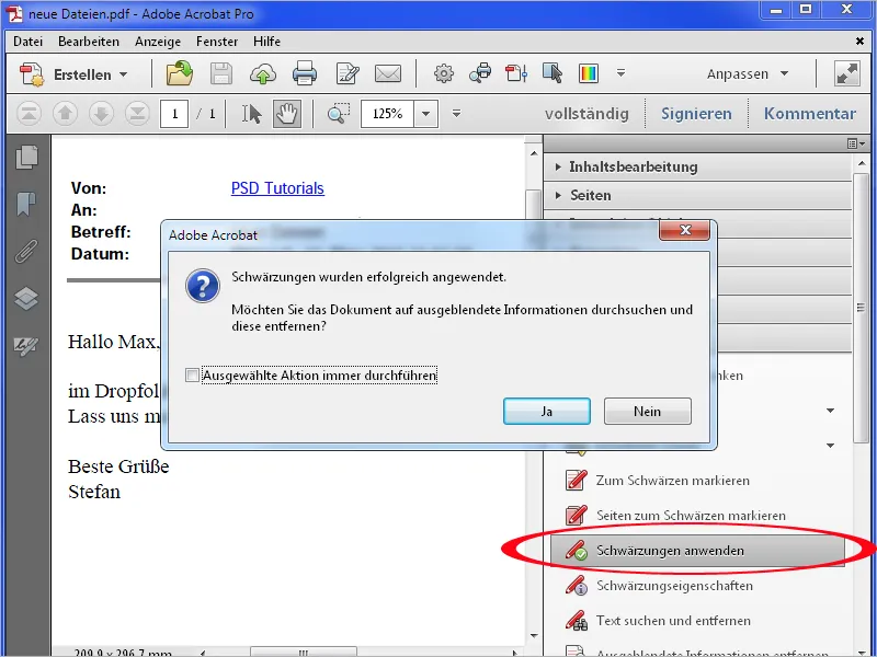Schwärzen und bereinigen von PDF-Dateien mit Acrobat