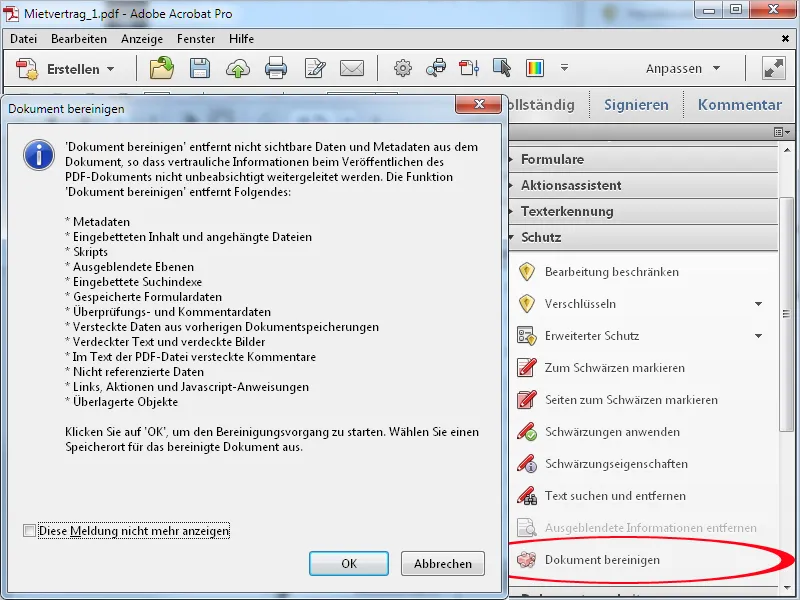 Schwärzen und bereinigen von PDF-Dateien mit Acrobat