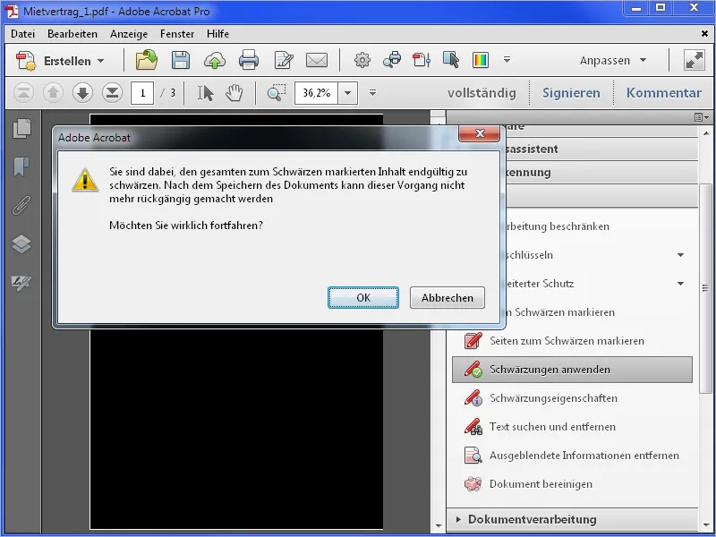 Schwärzen und bereinigen von PDF-Dateien mit Acrobat